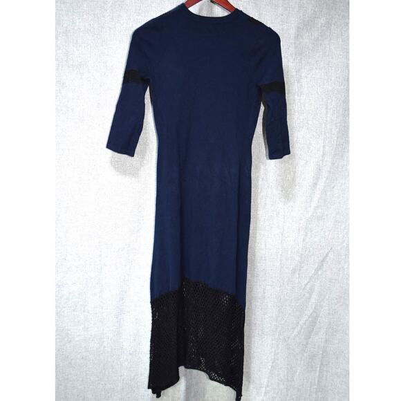 Bailey 44 Navy Knit Mesh Detail High Low Dress Size Small
